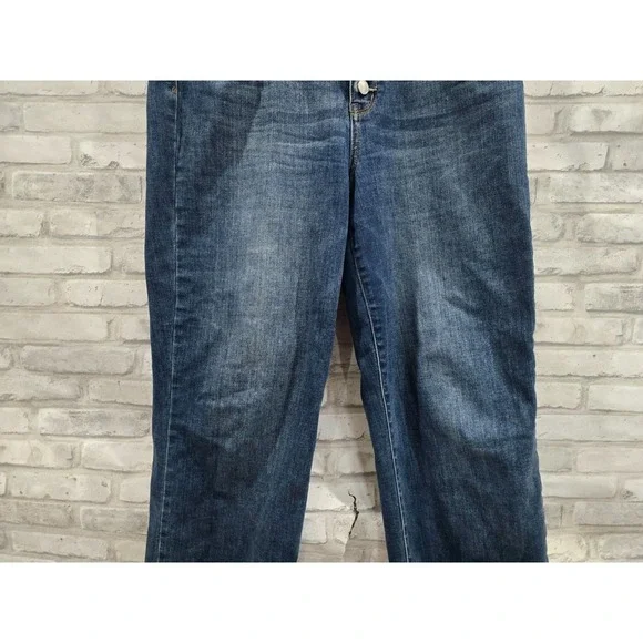 Judy Blue Jeans 13/31 Blue Dark High Rise Wide Leg Button Fly Denim Frayed Hem - Picture 7 of 13